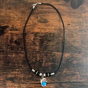 Surf Style Dolphin Necklace Silver Blue Beach Surfer Gifting Pearl Jewelry Ocean